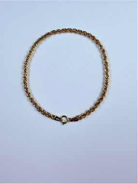 10K Solid Yellow Gold Golden Clef Twisted Rope Chain Bracelet Italy NWT